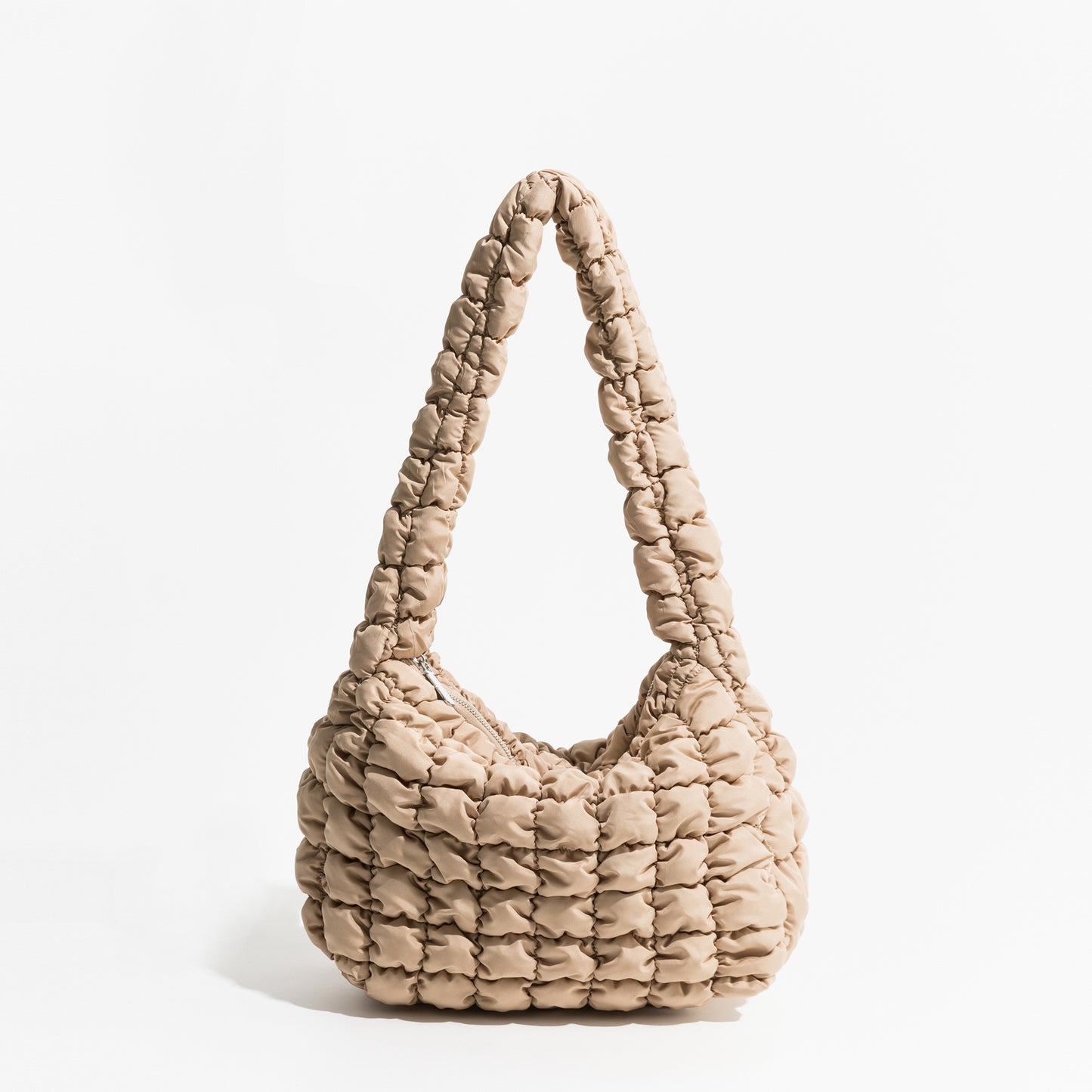 Bolso de hombro acolchado de tendencia simple Bolso de mujer tipo hobo con plumas acolchadas