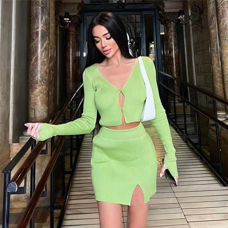 Ladies Package Hip Knitted Short Skirt Hot Girl Suit