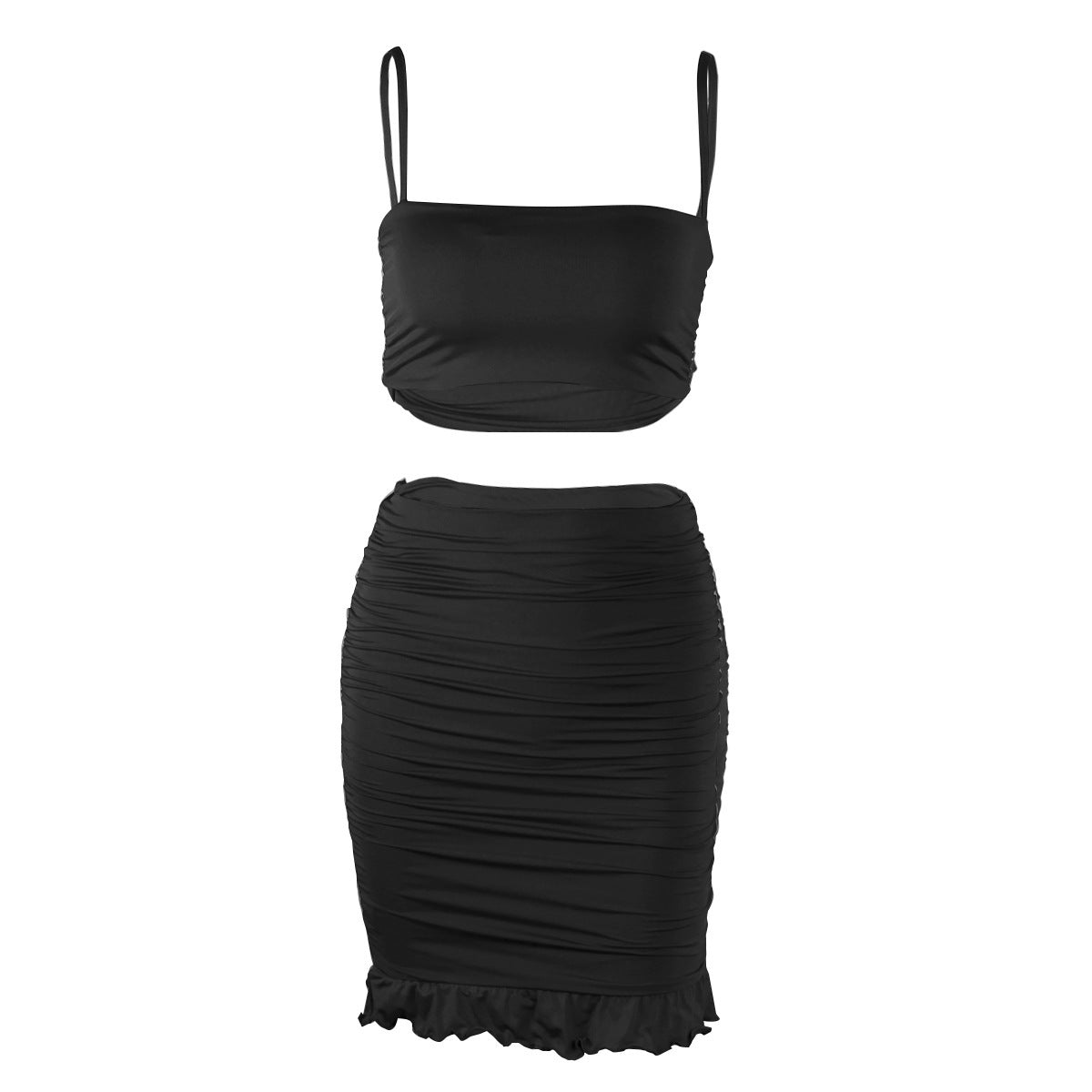 Camisole with ruffled hip skirt