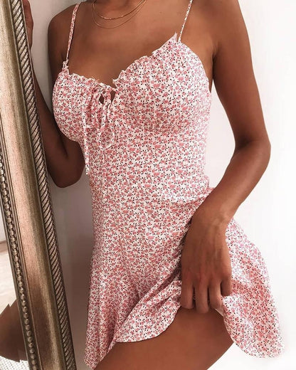 Vestido camisero mini con flores para mujer