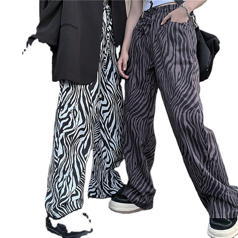 Retro Casual Pants Net Red Zebra Pattern Loose Wide-leg Straight-leg Pants