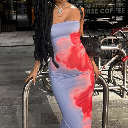 Slim Slit Tube Long Dress Summer Sexy Party Beach Dresses Women's Clothing