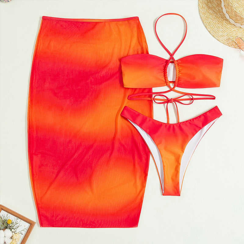 Bikini tam giác hở lưng phối lưới Gradient