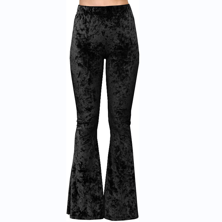 High Waist Stretch Print Blooming Bell-bottom Pants Casual