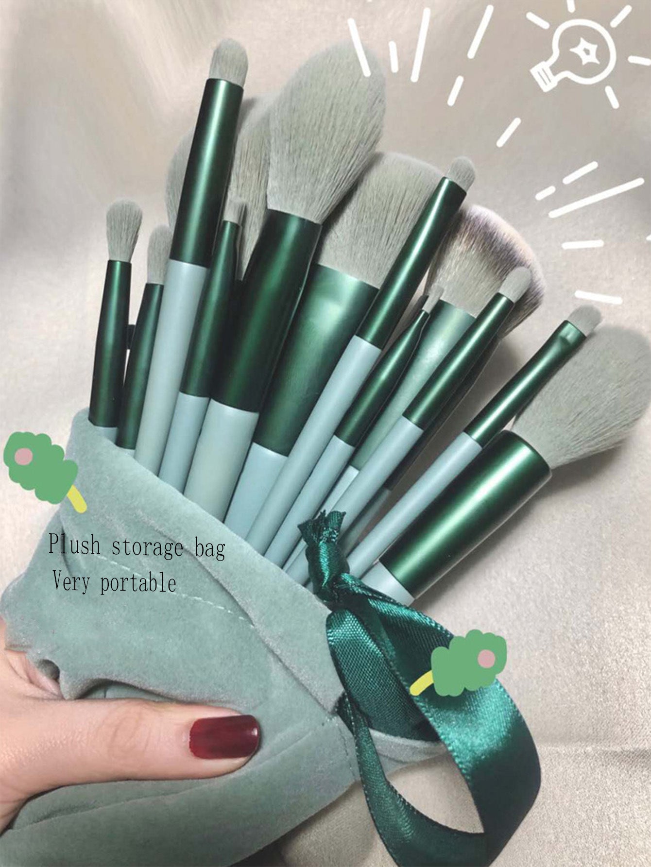 Bolsa de tela portátil de pelo suave para brochas de maquillaje