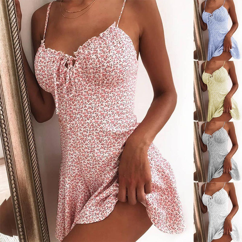 Vestido camisero mini con flores para mujer