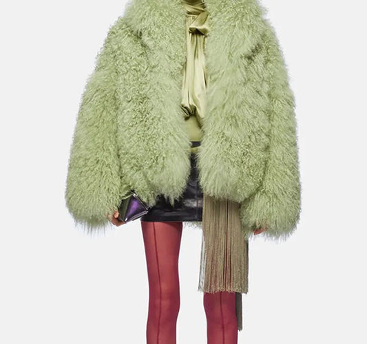 Color Plush Fur Coat Socialite Style