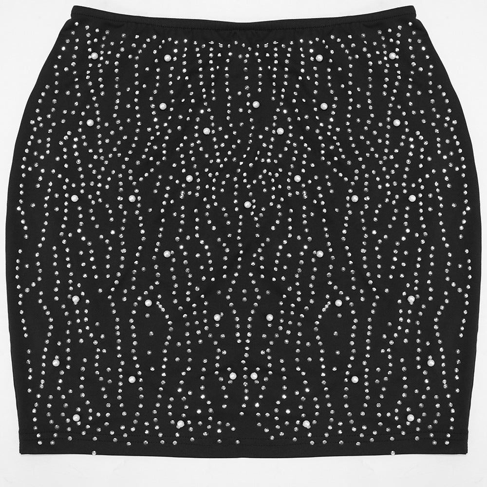 Women's Fashion Rhinestone Sling Short Top Sheath Skirt Suit