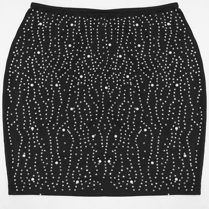 Women's Fashion Rhinestone Sling Short Top Sheath Skirt Suit