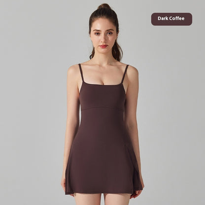 Vestido deportivo básico Falda de tenis y yoga con tirantes