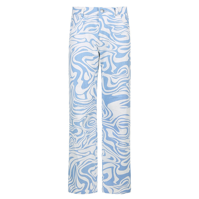 Women's Pattern Printed Loose Straight-leg Pants