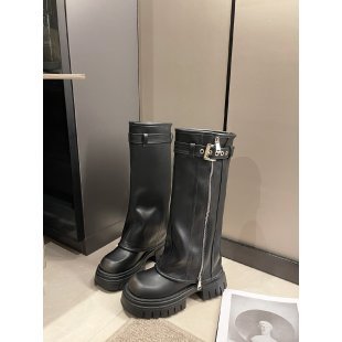 Botas marrones de estilo occidental con suela elevada para mujer