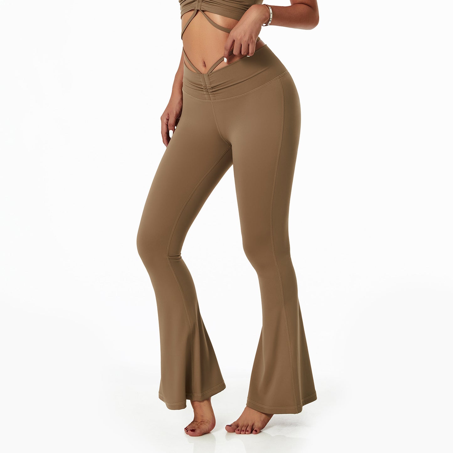 Pantalones acampanados de baile y fitness con cintura alta y realce de cadera