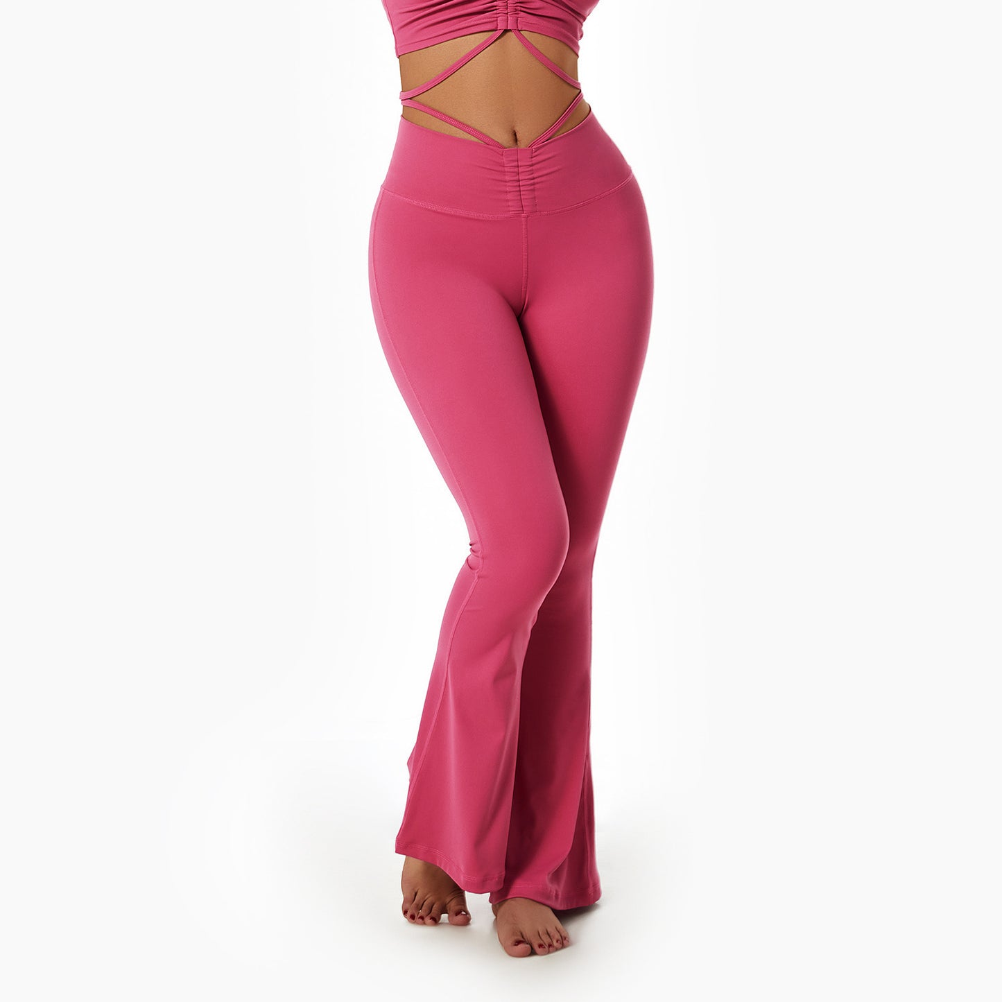 Pantalones acampanados de baile y fitness con cintura alta y realce de cadera