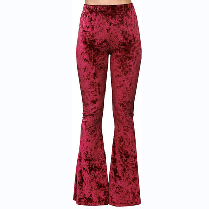 High Waist Stretch Print Blooming Bell-bottom Pants Casual