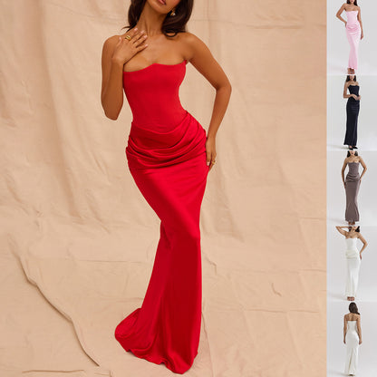 Slim Tube Top Long Dress Sexy Backless Party Evening Dresses