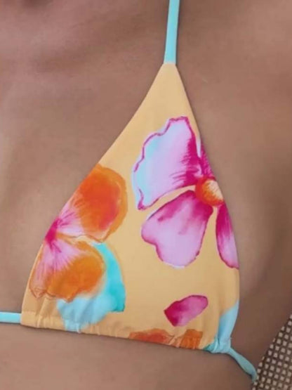 Women's Fashionable Floral Print Halter Bikini Swimsuit