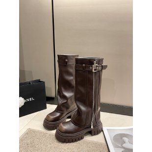 Botas marrones de estilo occidental con suela elevada para mujer