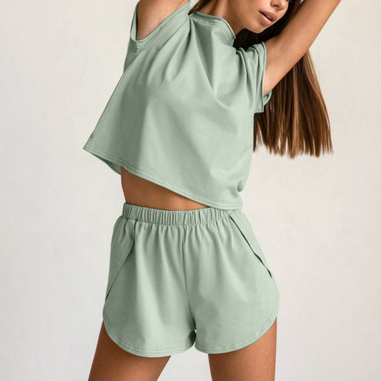 Women's Fashion Casual Short-sleeved Shorts Sports Suit