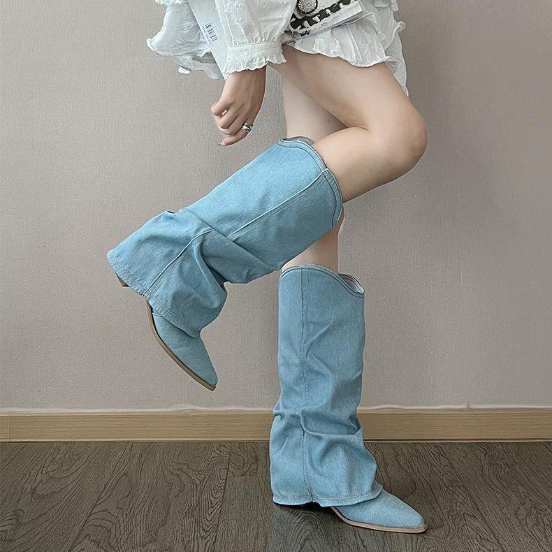 Retro Thin High Cylinder Pointed Boots