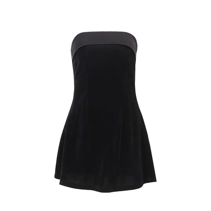 Slim Tube-top Dress Fashion Zipper Short Dresses Party Evening