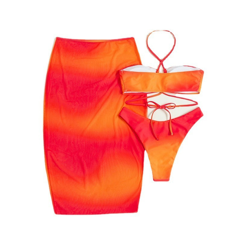 Bikini tam giác hở lưng phối lưới Gradient