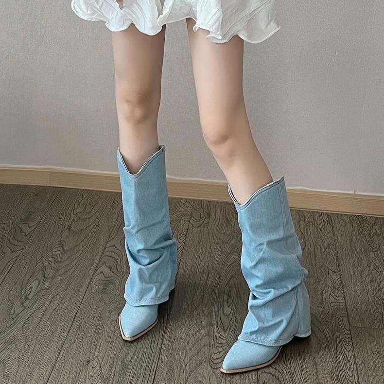 Retro Thin High Cylinder Pointed Boots